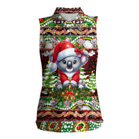 Koala Christmas Women Sleeveless Polo Shirt Australia Aboriginal Cute Santa Koalas - Wonder Print Shop