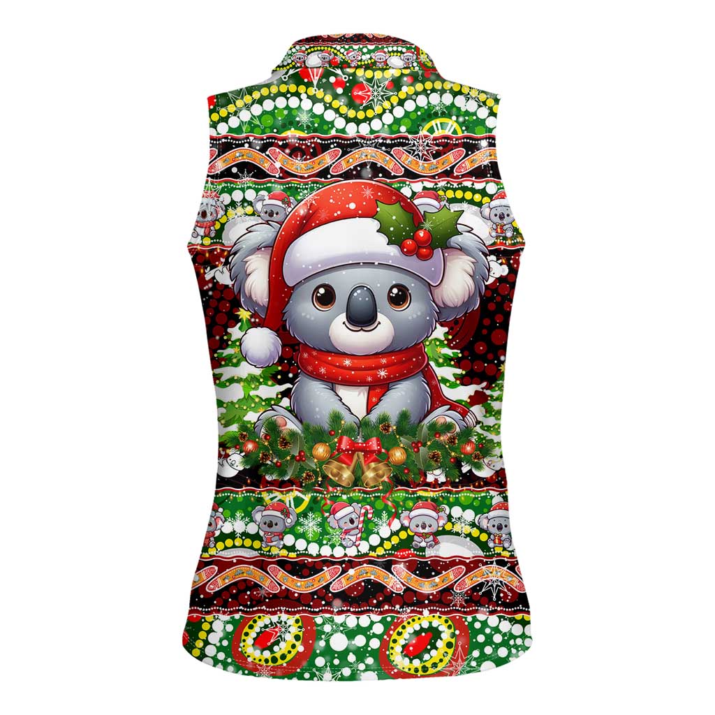 Koala Christmas Women Sleeveless Polo Shirt Australia Aboriginal Cute Santa Koalas - Wonder Print Shop
