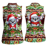 Koala Christmas Women Sleeveless Polo Shirt Australia Aboriginal Cute Santa Koalas - Wonder Print Shop