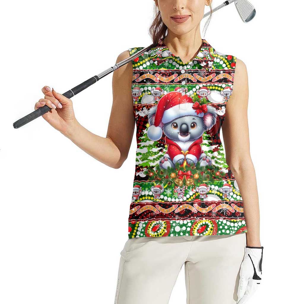 Koala Christmas Women Sleeveless Polo Shirt Australia Aboriginal Cute Santa Koalas - Wonder Print Shop