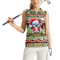 Koala Christmas Women Sleeveless Polo Shirt Australia Aboriginal Cute Santa Koalas - Wonder Print Shop