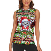 Koala Christmas Women Sleeveless Polo Shirt Australia Aboriginal Cute Santa Koalas - Wonder Print Shop