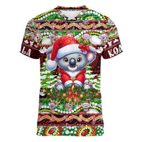 Koala Christmas Women V-Neck T-Shirt Australia Aboriginal Cute Santa Koalas - Wonder Print Shop