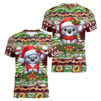 Koala Christmas Women V-Neck T-Shirt Australia Aboriginal Cute Santa Koalas - Wonder Print Shop