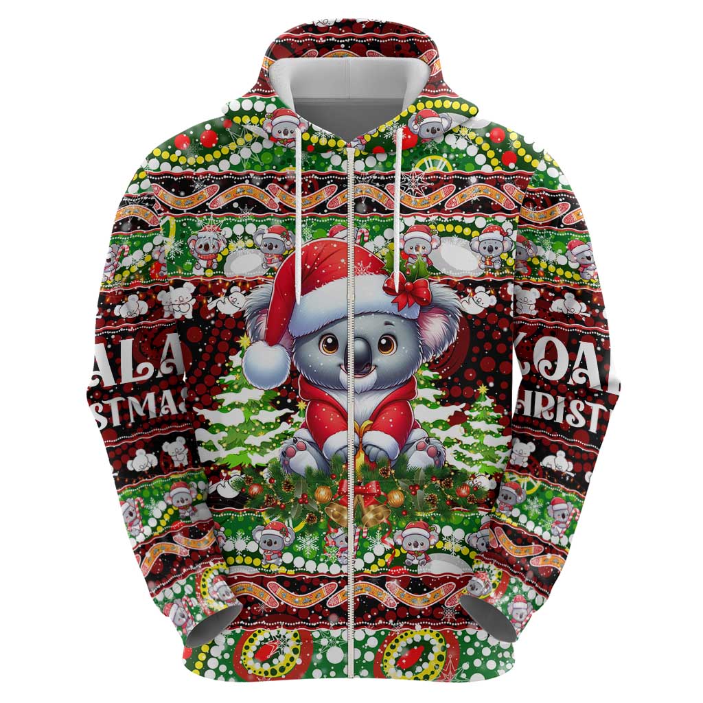 Koala Christmas Zip Hoodie Australia Aboriginal Cute Santa Koalas - Wonder Print Shop