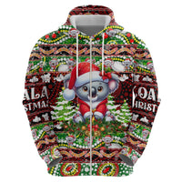 Koala Christmas Zip Hoodie Australia Aboriginal Cute Santa Koalas - Wonder Print Shop
