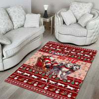 Dog Sled Christmas Area Rug Husky Sleigh Ride Design - Wonder Print Shop