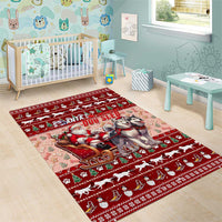 Dog Sled Christmas Area Rug Husky Sleigh Ride Design - Wonder Print Shop