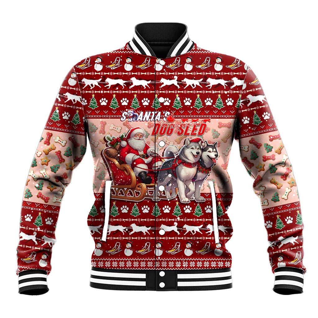 Dog Sled Christmas Baseball Jacket Husky Sleigh Ride Design - Wonder Print Shop