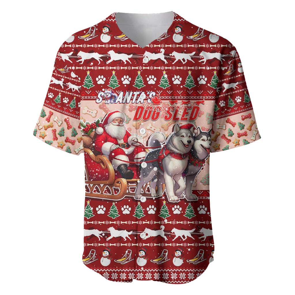 Dog Sled Christmas Baseball Jersey Husky Sleigh Ride Design - Wonder Print Shop
