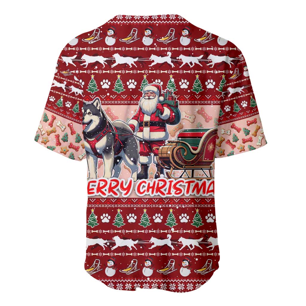 Dog Sled Christmas Baseball Jersey Husky Sleigh Ride Design - Wonder Print Shop