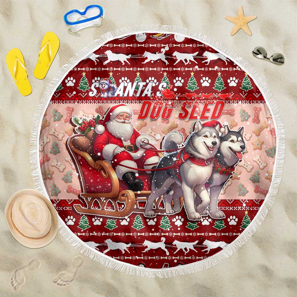 Dog Sled Christmas Beach Blanket Husky Sleigh Ride Design - Wonder Print Shop
