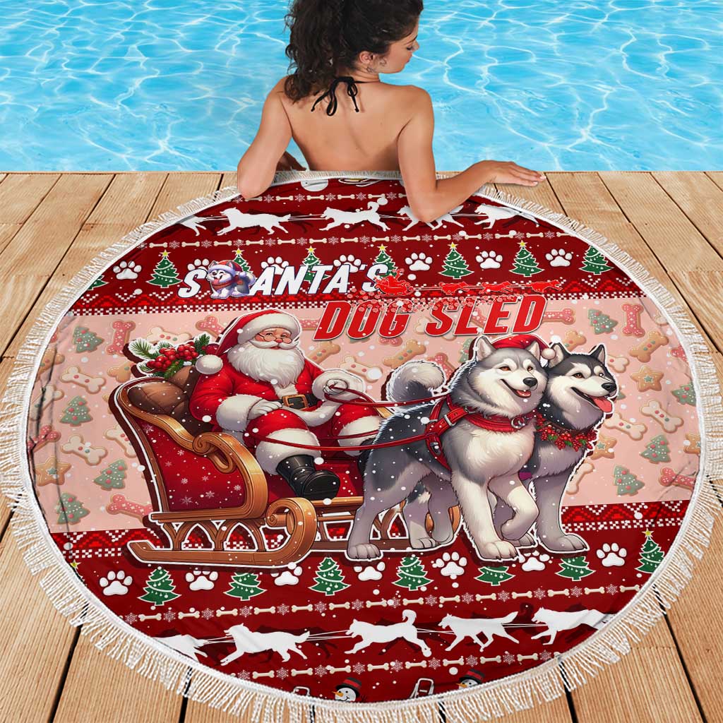 Dog Sled Christmas Beach Blanket Husky Sleigh Ride Design - Wonder Print Shop