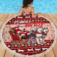 Dog Sled Christmas Beach Blanket Husky Sleigh Ride Design - Wonder Print Shop