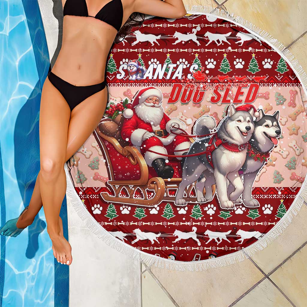 Dog Sled Christmas Beach Blanket Husky Sleigh Ride Design - Wonder Print Shop