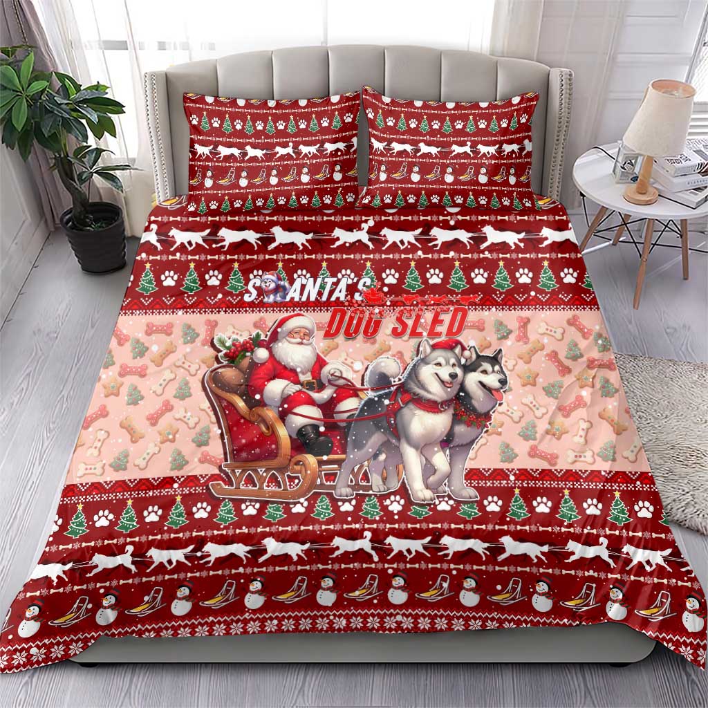 Dog Sled Christmas Bedding Set Husky Sleigh Ride Design - Wonder Print Shop