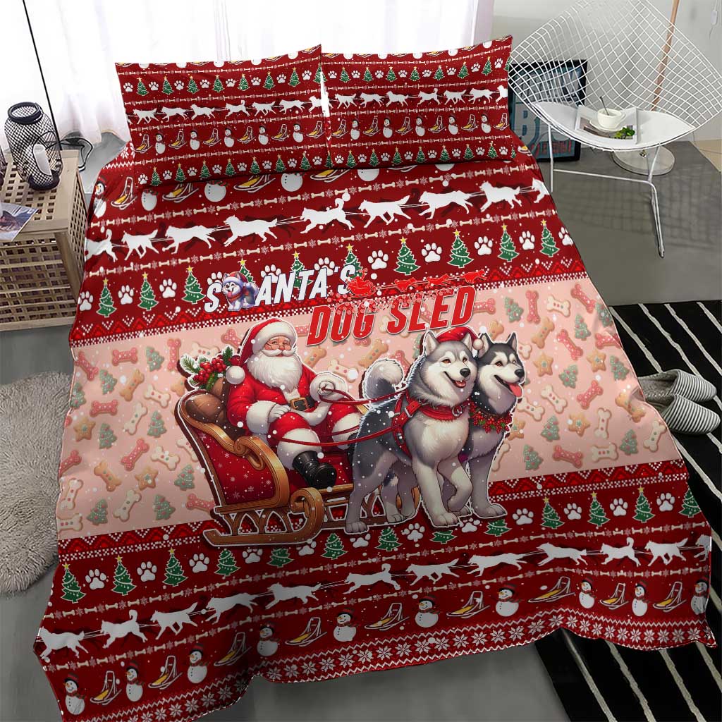 Dog Sled Christmas Bedding Set Husky Sleigh Ride Design - Wonder Print Shop