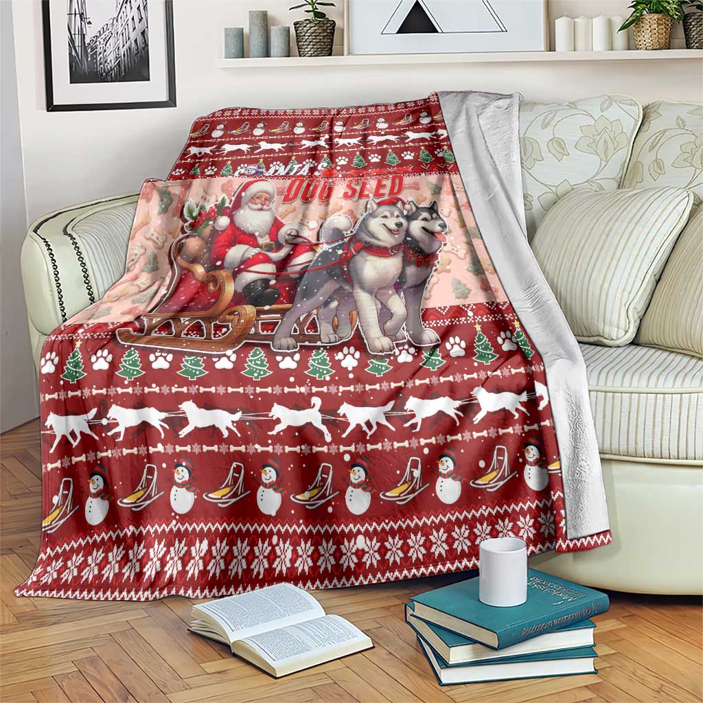 Dog Sled Christmas Blanket Husky Sleigh Ride Design - Wonder Print Shop