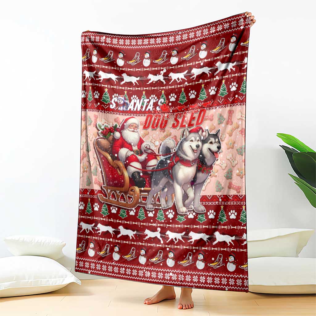 Dog Sled Christmas Blanket Husky Sleigh Ride Design - Wonder Print Shop