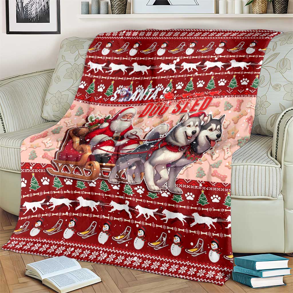 Dog Sled Christmas Blanket Husky Sleigh Ride Design - Wonder Print Shop