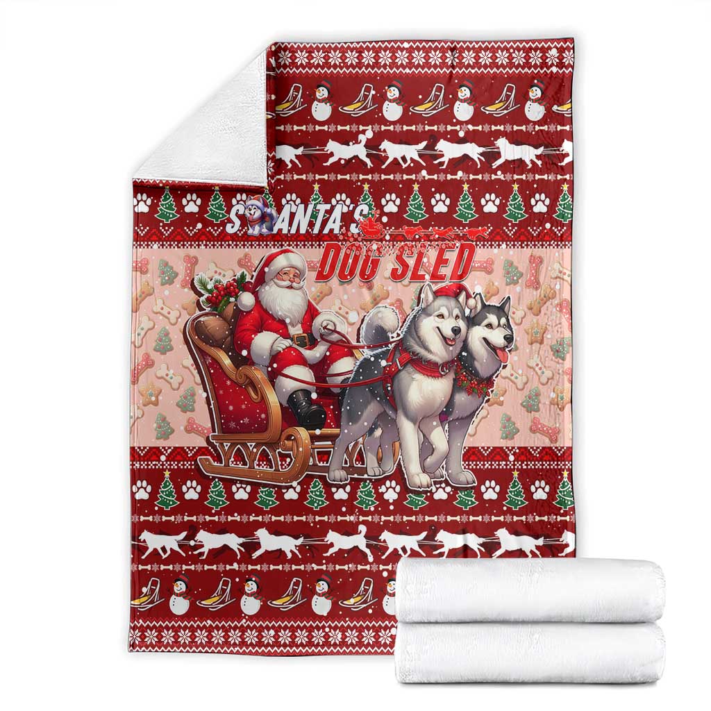 Dog Sled Christmas Blanket Husky Sleigh Ride Design - Wonder Print Shop