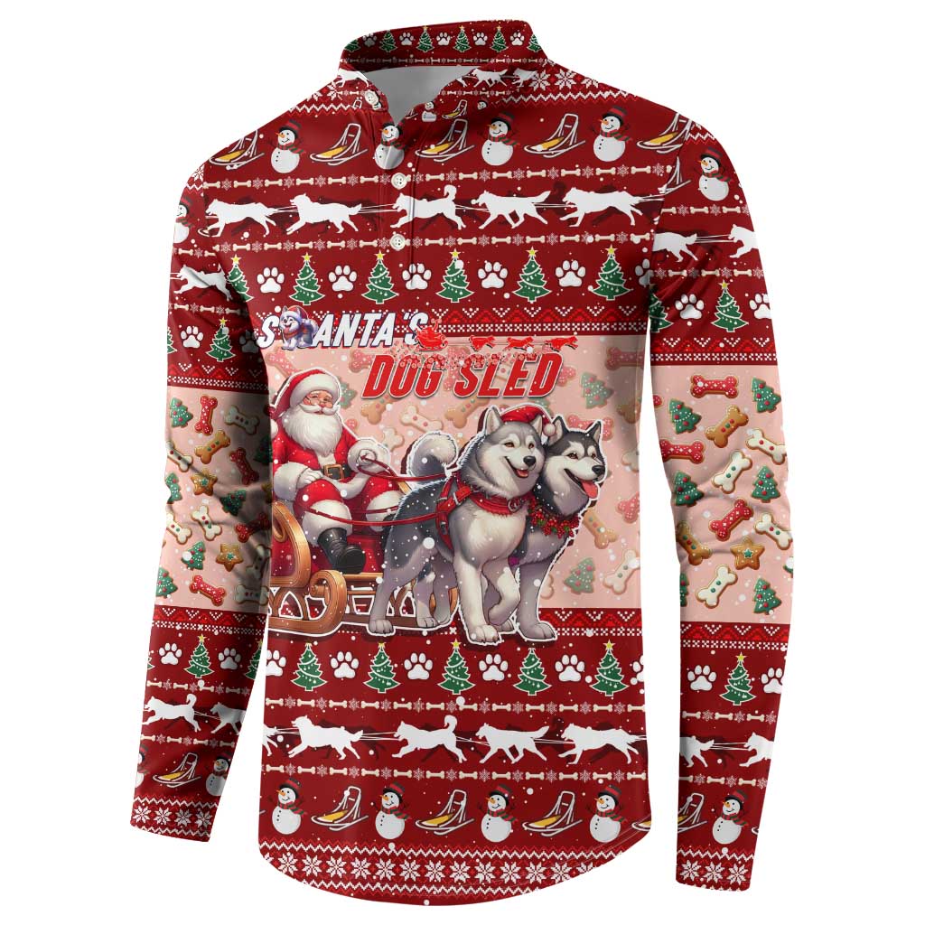 Dog Sled Christmas Button Sweatshirt Husky Sleigh Ride Design - Wonder Print Shop