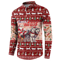 Dog Sled Christmas Button Sweatshirt Husky Sleigh Ride Design - Wonder Print Shop