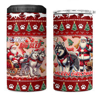 Dog Sled Christmas 4 in 1 Can Cooler Tumbler Husky Sleigh Ride Design - Wonder Print Shop