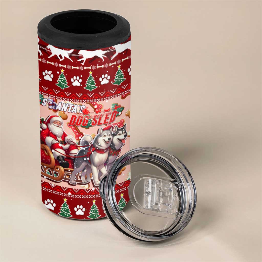 Dog Sled Christmas 4 in 1 Can Cooler Tumbler Husky Sleigh Ride Design - Wonder Print Shop