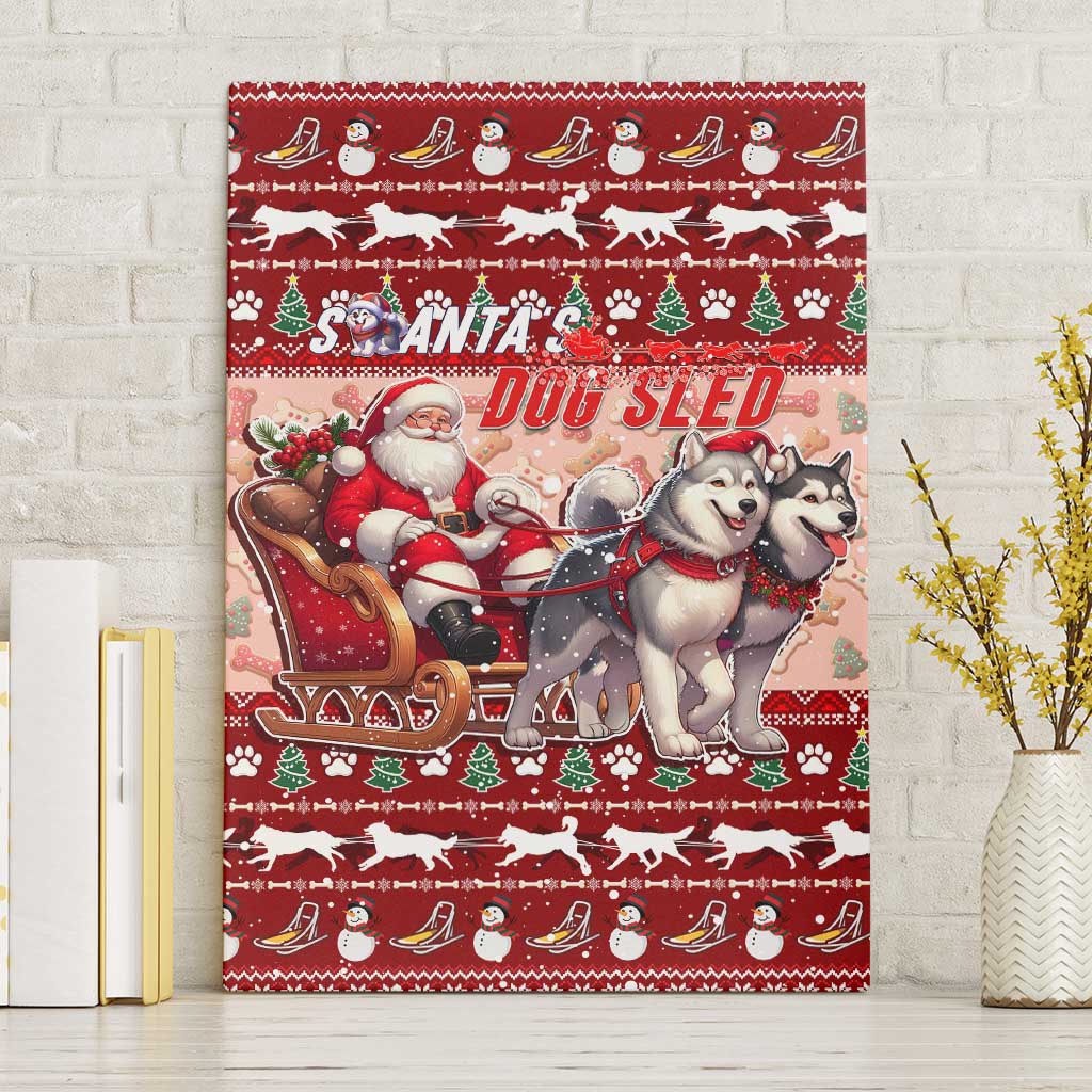 Dog Sled Christmas Canvas Wall Art Husky Sleigh Ride Design - Wonder Print Shop