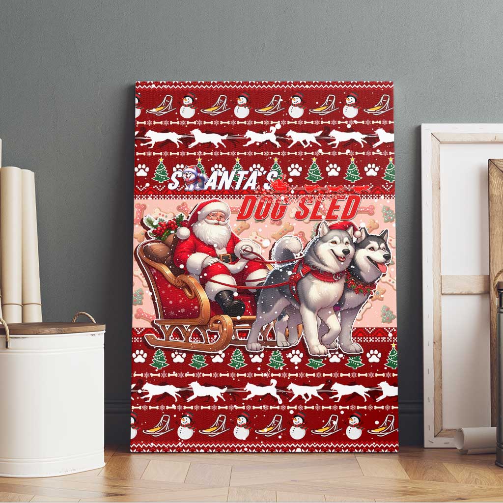 Dog Sled Christmas Canvas Wall Art Husky Sleigh Ride Design - Wonder Print Shop