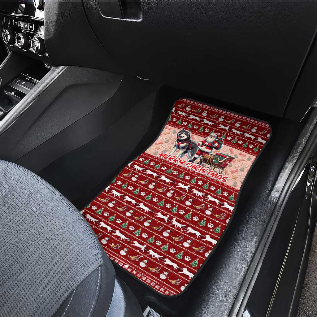Dog Sled Christmas Car Mats Husky Sleigh Ride Design - Wonder Print Shop
