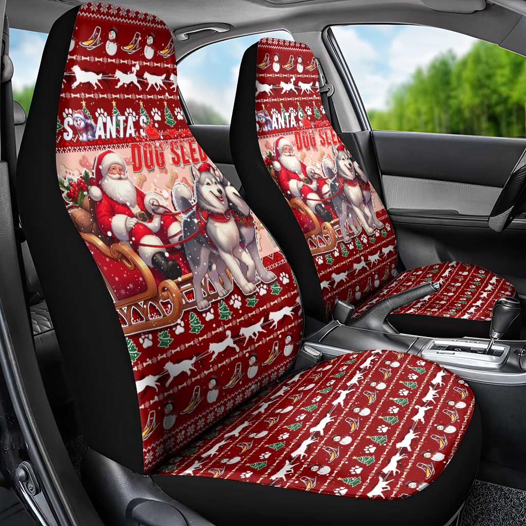 Dog Sled Christmas Car Seat Cover Husky Sleigh Ride Design - Wonder Print Shop