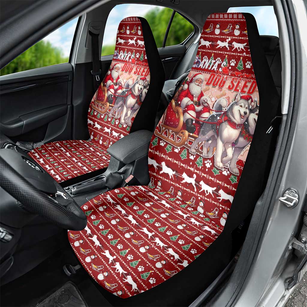 Dog Sled Christmas Car Seat Cover Husky Sleigh Ride Design - Wonder Print Shop
