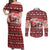 Dog Sled Christmas Couples Matching Off Shoulder Maxi Dress and Long Sleeve Button Shirt Husky Sleigh Ride Design - Wonder Print Shop