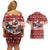 Dog Sled Christmas Couples Matching Off Shoulder Short Dress and Hawaiian Shirt Husky Sleigh Ride Design - Wonder Print Shop