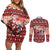 Dog Sled Christmas Couples Matching Off Shoulder Short Dress and Long Sleeve Button Shirt Husky Sleigh Ride Design - Wonder Print Shop
