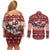 Dog Sled Christmas Couples Matching Off Shoulder Short Dress and Long Sleeve Button Shirt Husky Sleigh Ride Design - Wonder Print Shop