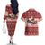 Dog Sled Christmas Couples Matching Off The Shoulder Long Sleeve Dress and Hawaiian Shirt Husky Sleigh Ride Design - Wonder Print Shop