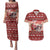 Dog Sled Christmas Couples Matching Puletasi and Hawaiian Shirt Husky Sleigh Ride Design - Wonder Print Shop