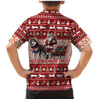 Dog Sled Christmas Family Matching Mermaid Dress and Hawaiian Shirt Husky Sleigh Ride Design - Wonder Print Shop