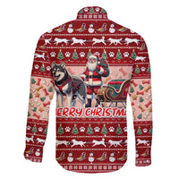 Dog Sled Christmas Family Matching Mermaid Dress and Hawaiian Shirt Husky Sleigh Ride Design - Wonder Print Shop