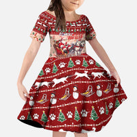 Dog Sled Christmas Family Matching Off The Shoulder Long Sleeve Dress and Hawaiian Shirt Husky Sleigh Ride Design - Wonder Print Shop