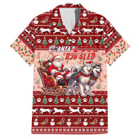 Dog Sled Christmas Family Matching Off The Shoulder Long Sleeve Dress and Hawaiian Shirt Husky Sleigh Ride Design - Wonder Print Shop