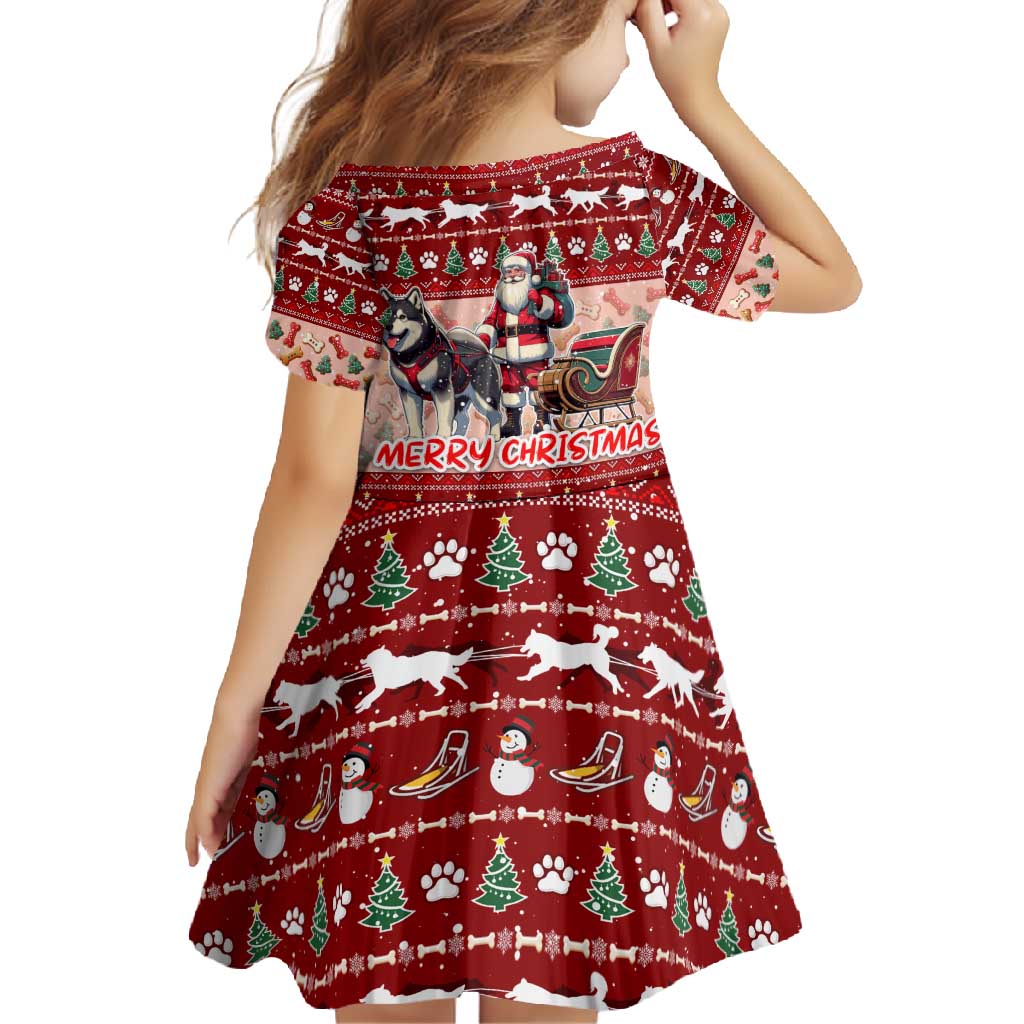 Dog Sled Christmas Family Matching Off Shoulder Maxi Dress and Hawaiian Shirt Husky Sleigh Ride Design - Wonder Print Shop