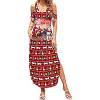 Dog Sled Christmas Family Matching Summer Maxi Dress and Hawaiian Shirt Husky Sleigh Ride Design - Wonder Print Shop