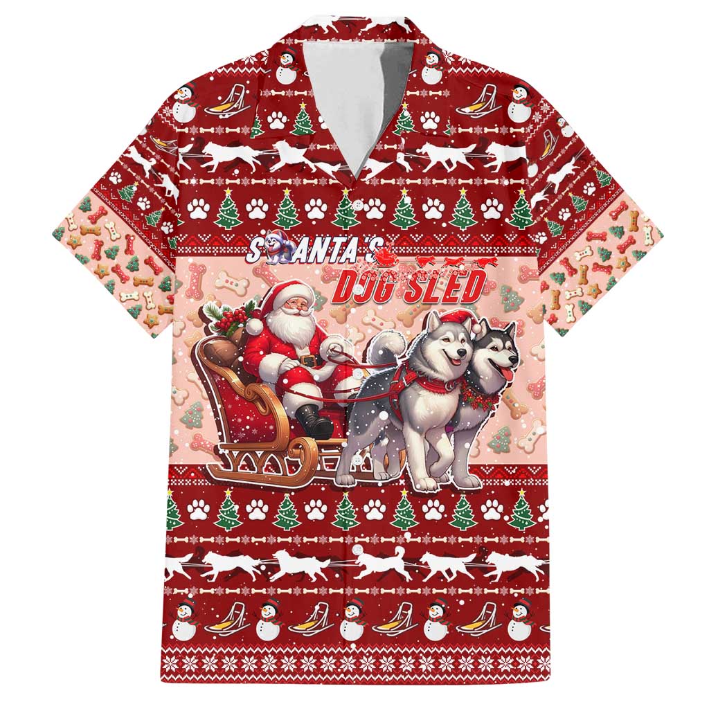 Dog Sled Christmas Family Matching Tank Maxi Dress and Hawaiian Shirt Husky Sleigh Ride Design - Wonder Print Shop