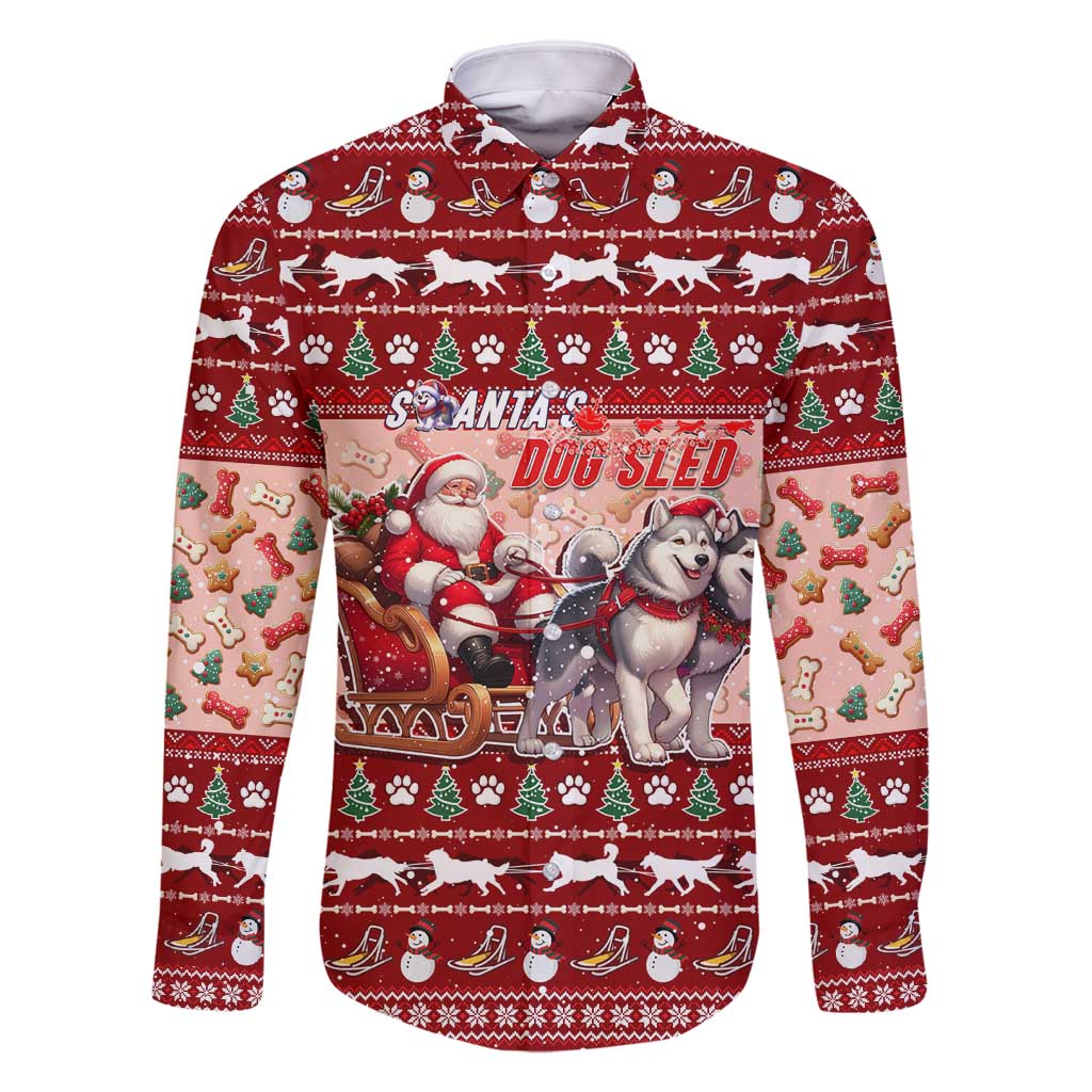 Dog Sled Christmas Family Matching Tank Maxi Dress and Hawaiian Shirt Husky Sleigh Ride Design - Wonder Print Shop