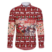 Dog Sled Christmas Family Matching Tank Maxi Dress and Hawaiian Shirt Husky Sleigh Ride Design - Wonder Print Shop