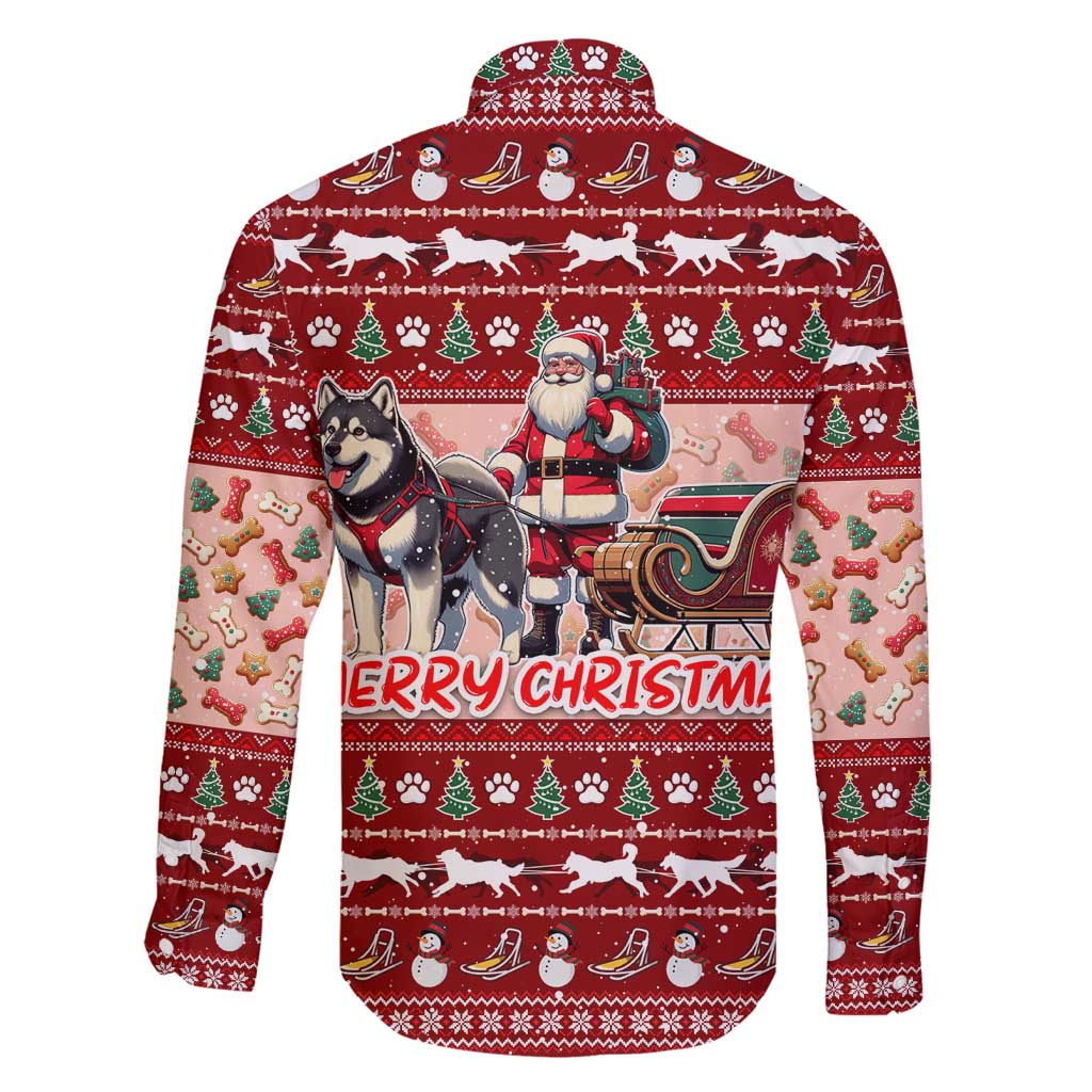 Dog Sled Christmas Family Matching Tank Maxi Dress and Hawaiian Shirt Husky Sleigh Ride Design - Wonder Print Shop